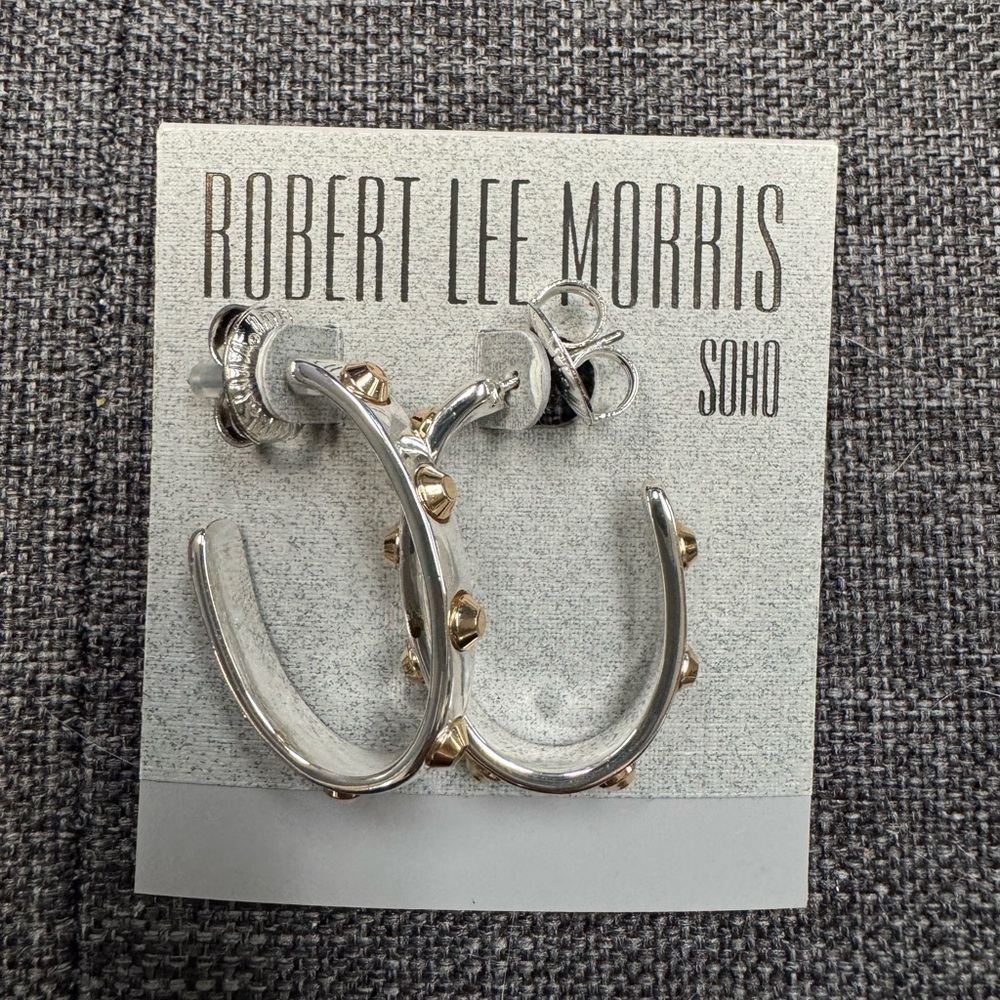 Robert Lee Morris Silver and Gold Hoop Earrings